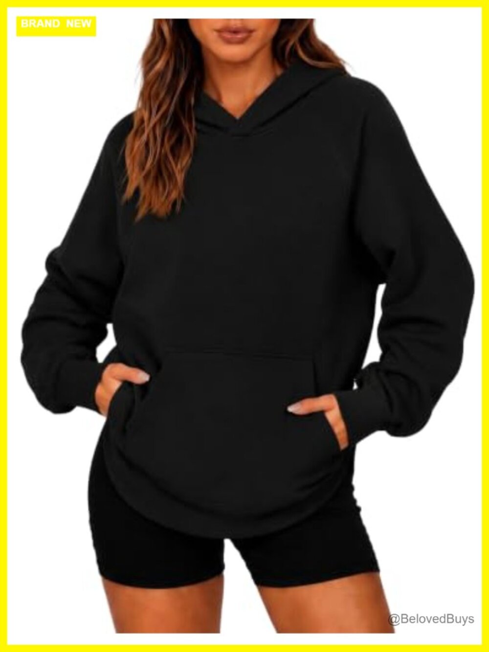 Oversized Fleece Pullover Hoodie Kangaroo Pocket Raglan Sleeve